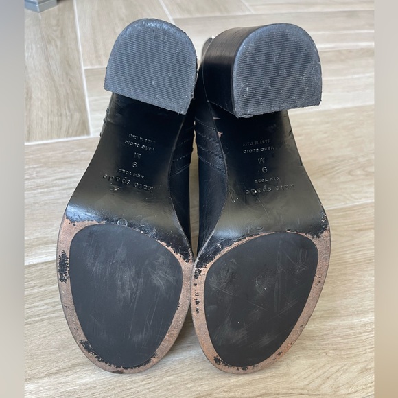 Kate Spade Black Leather Stacked Heel mid Calf Ankle Boots - Picture 11 of 12